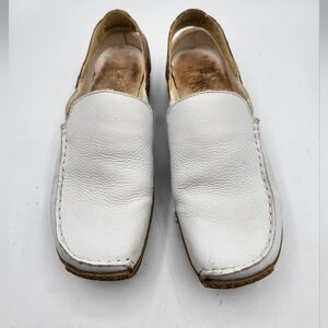 Rieker White Leather Flats w/brown Accents Slip-on Sz 37